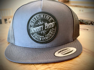 Grey five panel hat